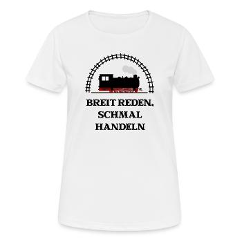 Breit reden schmal handeln Schmalspur Eisenbahn - Frauen T-Shirt atmungsaktiv - Weiß - Vorne - AI Model Female 172 dark (172cm)