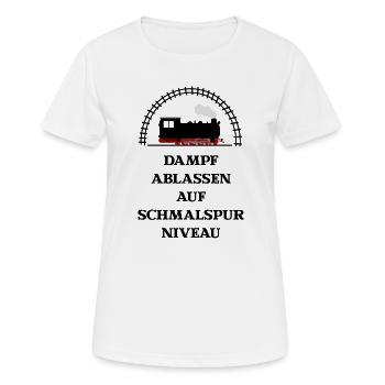 Dampf Ablassen Schmalspur - Frauen T-Shirt atmungsaktiv - Weiß - Vorne - AI Model Female 172 dark (172cm)