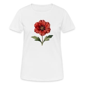 Red Poppy Botanical Illustration - Women's Breathable T-Shirt - white - Front - AI Model Female 172 dark (172cm)