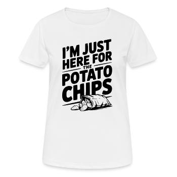 Ich bin nur wegen der Kartoffelchips hier. - Frauen T-Shirt atmungsaktiv - Weiß - Vorne - AI Model Female 172 dark (172cm)
