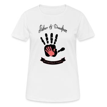 Father and Daughter Handprint Team Spirit - Women's Breathable T-Shirt - white - Front - AI Model Female 172 dark (172cm)