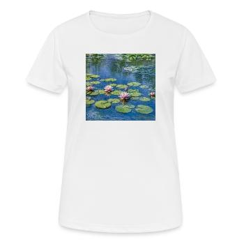 Lilien auf einem blauen Teich - Frauen T-Shirt atmungsaktiv - Weiß - Vorne - AI Model Female 172 dark (172cm)