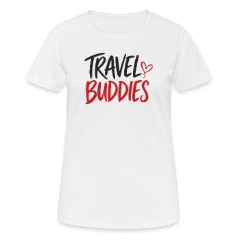 Logo du cœur des Travel Buddies - T-shirt respirant Femme - blanc - Devant - AI Model Female 172 dark (172cm)