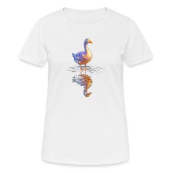 Wasserfarbene Ente am Teich - Frauen T-Shirt atmungsaktiv - Weiß - Vorne - AI Model Female 172 dark (172cm)