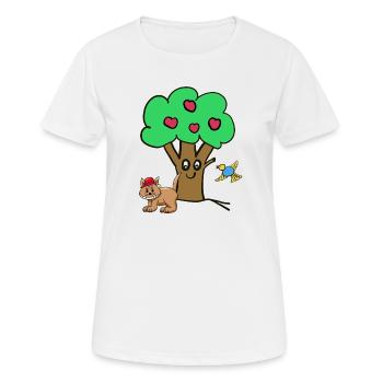 Apfelbaum Katze Vogel Kinder Garten Natur - Frauen T-Shirt atmungsaktiv - Weiß - Vorne - AI Model Female 172 dark (172cm)