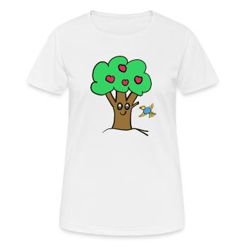 Apfelbaum Baum Natur  Vogel - Frauen T-Shirt atmungsaktiv - Weiß - Vorne - AI Model Female 172 dark (172cm)