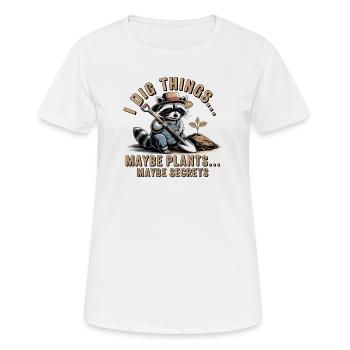 Waschbär-Gärtner: Geheimnisse graben - Frauen T-Shirt atmungsaktiv - Weiß - Vorne - AI Model Female 172 dark (172cm)