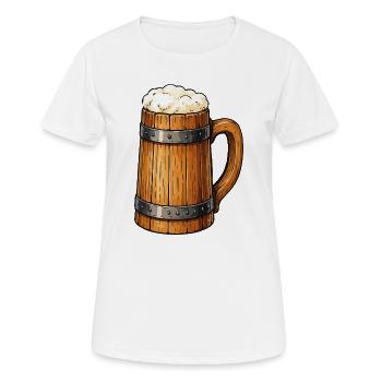 Bierfass Krug Holzdesign - Frauen T-Shirt atmungsaktiv - Weiß - Vorne - AI Model Female 172 dark (172cm)