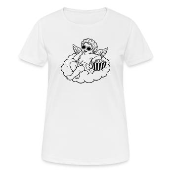 Un chérubin frissonne avec du pop-corn sur un nuage - T-shirt respirant Femme - blanc - Devant - AI Model Female 172 dark (172cm)