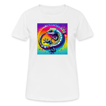 Gecko - Frauen T-Shirt atmungsaktiv - Weiß - Vorne - AI Model Female 172 dark (172cm)