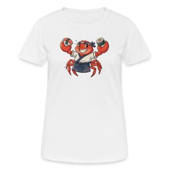 Krabben Sushi-Koch mit Kopfbedeckung - Frauen T-Shirt atmungsaktiv - Weiß - Vorne - AI Model Female 172 dark (172cm)
