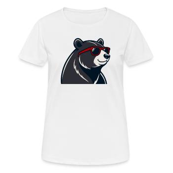 Bear Red Glasses Cartoon - Women's Breathable T-Shirt - white - Front - AI Model Female 172 dark (172cm)
