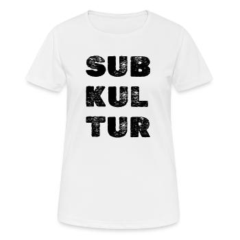 SUBKULTUR Logo – Minimal Techno Identity - Frauen T-Shirt atmungsaktiv - Weiß - Vorne - AI Model Female 172 dark (172cm)