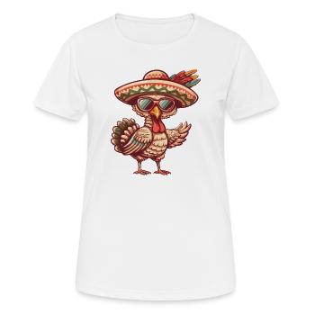 Sombrero comique drôle de la bande dessinée de la dinde - T-shirt respirant Femme - blanc - Devant - AI Model Female 172 dark (172cm)
