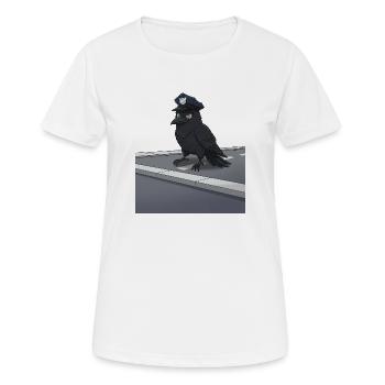 Rabe als Polizeibeamter auf Straße - Frauen T-Shirt atmungsaktiv - Weiß - Vorne - AI Model Female 172 dark (172cm)