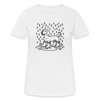 dackel im regen witzig gummistiefel - Frauen T-Shirt atmungsaktiv - Weiß - Vorne - AI Model Female 172 dark (172cm)