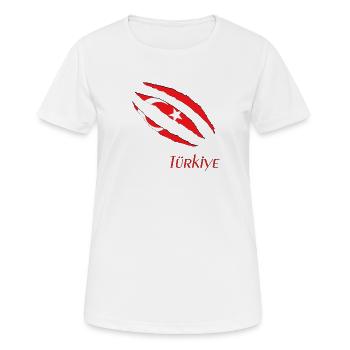 Türkische Flagge Krallenlogo - Frauen T-Shirt atmungsaktiv - Weiß - Vorne - AI Model Female 172 dark (172cm)