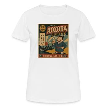 AOZORA Kaffee Shibuya Retro-Plakat - Frauen T-Shirt atmungsaktiv - Weiß - Vorne - AI Model Female 172 dark (172cm)