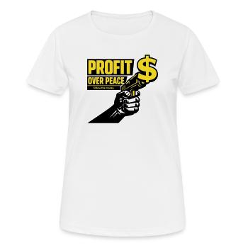 Satire du profit contre la paix - T-shirt respirant Femme - blanc - Devant - AI Model Female 172 dark (172cm)