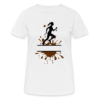 Femme Course dans la Boue – Coureuse personnalisable - T-shirt respirant Femme - blanc - Devant - AI Model Female 172 dark (172cm)