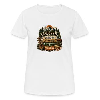 Randonnée Pique-Nique et Paysages - T-shirt respirant Femme - blanc - Devant - AI Model Female 172 dark (172cm)