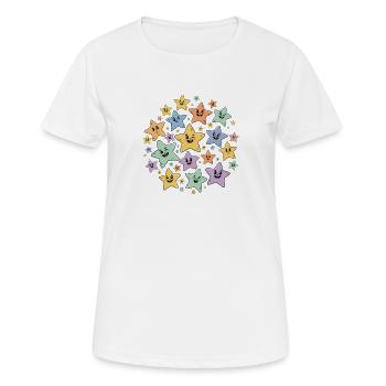 Bunte Sternchen Explosion - Frauen T-Shirt atmungsaktiv - Weiß - Vorne - AI Model Female 172 dark (172cm)