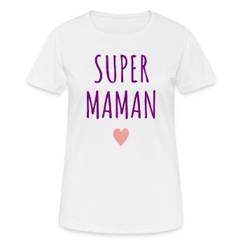 Super Maman Coeur - T-shirt respirant Femme - blanc - Devant - AI Model Female 172 dark (172cm)