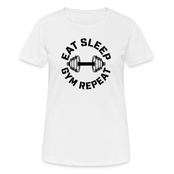 Fitnessstudio - Frauen T-Shirt atmungsaktiv - Weiß - Vorne - AI Model Female 172 dark (172cm)