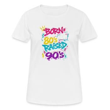 80er Boombox Neon Graffiti - Frauen T-Shirt atmungsaktiv - Weiß - Vorne - AI Model Female 172 dark (172cm)
