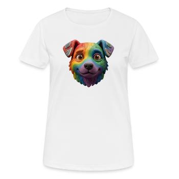 Visage mignon de chien cyborg arc-en-ciel en argile 3D - T-shirt respirant Femme - blanc - Devant - AI Model Female 172 dark (172cm)