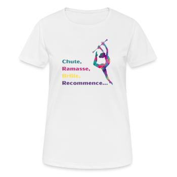 Chute-_Ramasse-_Recommence-- - T-shirt respirant Femme - blanc - Devant - AI Model Female 172 dark (172cm)