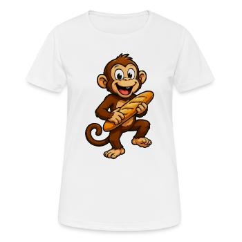 Affe mit Baguette Cartoon - Frauen T-Shirt atmungsaktiv - Weiß - Vorne - AI Model Female 172 dark (172cm)