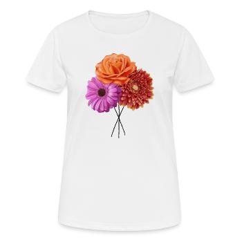 Mélodie de couleur du Trio en Fleurs - T-shirt respirant Femme - blanc - Devant - AI Model Female 172 dark (172cm)