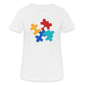 Bunte Puzzleteile Collage - Frauen T-Shirt atmungsaktiv - Weiß - Vorne - AI Model Female 172 dark (172cm)