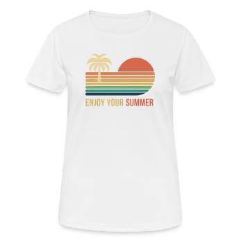 Sunset Retro Palme - Frauen T-Shirt atmungsaktiv - Weiß - Vorne - AI Model Female 172 dark (172cm)