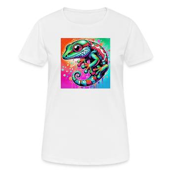 Gecko - Frauen T-Shirt atmungsaktiv - Weiß - Vorne - AI Model Female 172 dark (172cm)