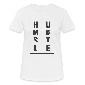 Bescheidener Hustle-Unternehmer Geschäftsmann Geschäftsmann Geschäftsmann - Frauen T-Shirt atmungsaktiv - Weiß - Vorne - AI Model Female 172 dark (172cm)