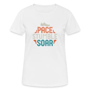 Pace Stumble Soar — Colorful Motivation - Women's Breathable T-Shirt - white - Front - AI Model Female 172 dark (172cm)