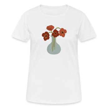 Vase de pavot rouge floral - T-shirt respirant Femme - blanc - Devant - AI Model Female 172 dark (172cm)