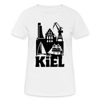 Kiel Silhouette Wahrzeichen - Frauen T-Shirt atmungsaktiv - Weiß - Vorne - AI Model Female 172 dark (172cm)