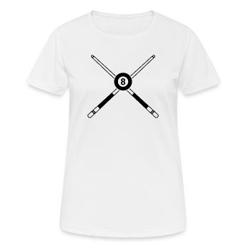 Gekreuzte Billardstäbe Acht-Kugel-Queue - Frauen T-Shirt atmungsaktiv - Weiß - Vorne - AI Model Female 172 dark (172cm)