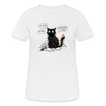 Black Cat Wrapped in Lights - Women's Breathable T-Shirt - white - Front - AI Model Female 172 dark (172cm)