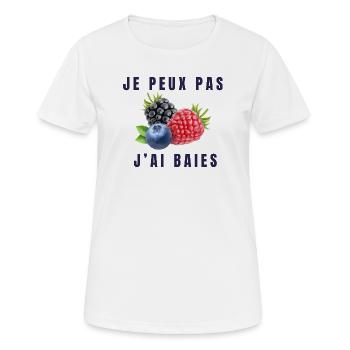 je peux pas jai baies - T-shirt respirant Femme - blanc - Devant - AI Model Female 172 dark (172cm)