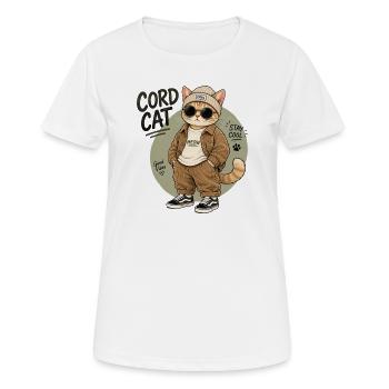 Kordkatze im Chill-Look - Frauen T-Shirt atmungsaktiv - Weiß - Vorne - AI Model Female 172 dark (172cm)