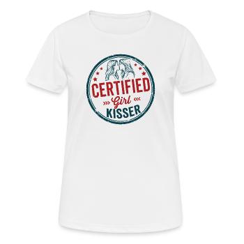 Mois de la Fierté LGBTQ - Fierté lesbienne - Girl Kisser - T-shirt respirant Femme - blanc - Devant - AI Model Female 172 dark (172cm)