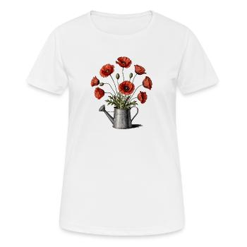 Mohnblumen in einer Gießkanne - Frauen T-Shirt atmungsaktiv - Weiß - Vorne - AI Model Female 172 dark (172cm)