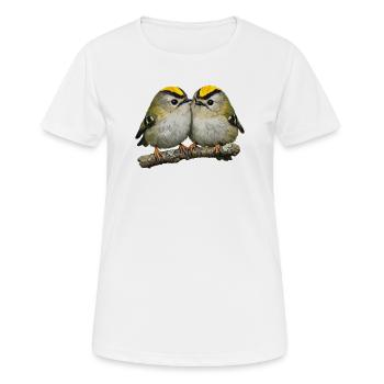 Duo de Firecrests sur Branch - T-shirt respirant Femme - blanc - Devant - AI Model Female 172 dark (172cm)