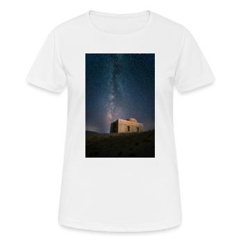 Milchstraße über Ruinen Nachtlandschaft - Frauen T-Shirt atmungsaktiv - Weiß - Vorne - AI Model Female 172 dark (172cm)