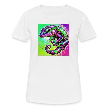 Gecko - Frauen T-Shirt atmungsaktiv - Weiß - Vorne - AI Model Female 172 dark (172cm)