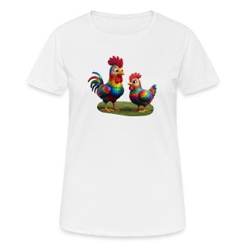 Hahn mit Henne - Frauen T-Shirt atmungsaktiv - Weiß - Vorne - AI Model Female 172 dark (172cm)